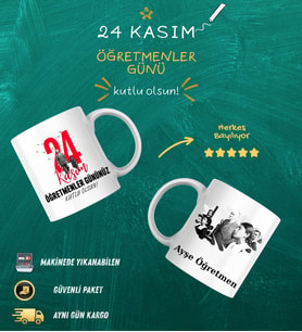 24 Kasım Öğretmenler Günü Hediyelik Kupa – İsim Yazılabilir (Kristal Mavi)
