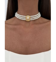 Özel Seri Vintage Tasarım Gold Detay İnci Choker Kolye