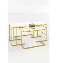ORTA SEHPA VE ZİGON SEHPA SOLO SET GOLD KREM