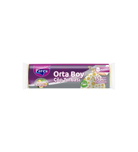 Premium Büzgülü Çöp Torbası Limon Kokulu Orta Boy 15'li 55 x 60 cm