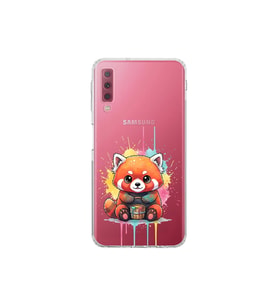 Samsung Galaxy A7 2018 ile Uyumlu Splash Tilki Tasarımlı Şeffaf Silikon Kılıf