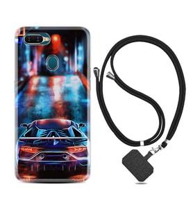 Oppo A5S A15 A16 A54 A55 A73 A74 Kılıf Boyun Askılı Silikon Neon Cars 1724