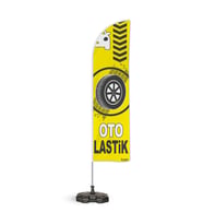 Oto Lastik  Temalı Yelken Bayrak Takımı Sarı 1 adet