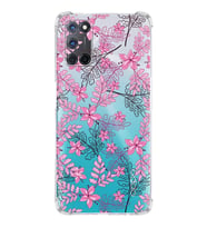 PrintiFy Oppo A92 Uyumlu Köşe Korumalı Floral Pembe Tasarımlı Şeffaf Silikon Kılıf