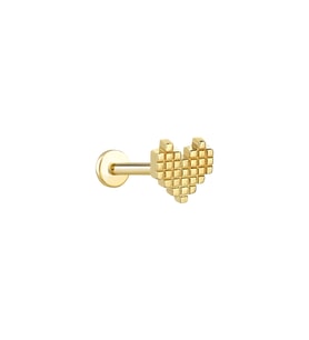 14 Ayar Altın Taşlı Pixel Tragus Küpe