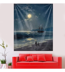 Yakamozda Oturan Çift Leke Tutmaz Kadife Dokulu Kumaş Duvar Örtüsü Duvar Halısı Tapestry (Karışık)