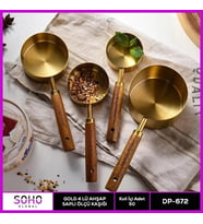 Gold 4'lü Ahap Saplı Ölçü Kaşığı