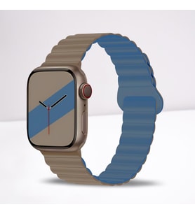 Cosmostech Akıllı Saat Watch için Uyumlu 42MM 44MM 45MM 49MM 1/2/3/4/5/6/se/7/8/ultra Magnetli Kordon ve Kayışı Bej(Mavi)