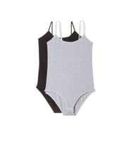 2 Adet İp Askılı Kadın Çıtçıtlı Body Siyah ve Gri