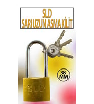 Uzun tip Kancalı Sarı Asma Kilit 38 MM 3 Anahtarlı