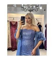 Straplez Kol Detaylı Balık Abiye