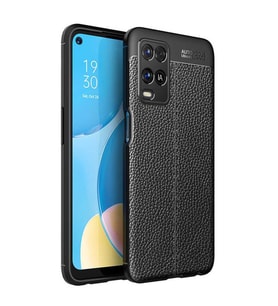Oppo A54 4G Kılıf Zore Niss Deri Desenli Silikon Kılıf (Siyah)