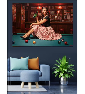 Barda Dinlenen Vintage Elbiseli Kadın Dekoratif Kanvas - Mdf Ahşap Tablo