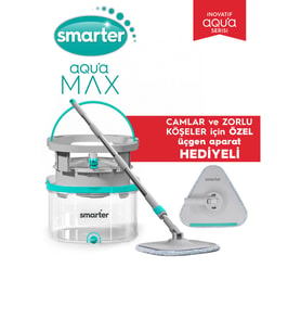 SMARTER Aqua Max ÖZEL SERİ Temiz & Kirli Suyu Ayırma Çift Kova Üçgen Aparat Temizlik Seti Mop Paspas