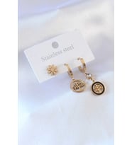 316L Çelik Gold renk Ağaç Model Çiçek Detay Zirkon Taşlı Kadın Küpe 5886 - GLST4367-6685