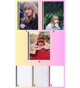 Taylor Swift A4 defter 3 adet çizgili + kareli + çizgisiz büyük boy 21*29 cm süper set