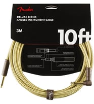 FENDER 0990820091 Deluxe Düz/L Uçlu Enstrüman Kablosu (3m) Klasik Sarı Tweed Örgü Kaplama, Sahne ve Stüdyo Kullanımı İçin Şık ve Esnek Tasarım