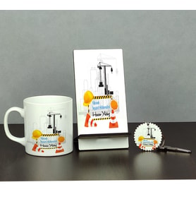Yüksek İnşaat Mühendisi Üçlü Set (Kupa + Telefon Standı + Anahtarlık)