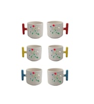 Renkli Çiçek Desenli T Kulplu 6 Lı Fincan Set Fincan Modelleri