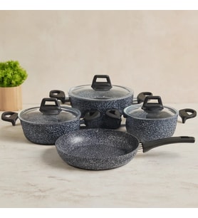 Northcity 7 Parça Granit Tencere ve Tava Seti (20-24cm Derin, 27cm Cam Kapak, 26cm Tava)