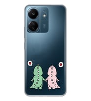 Xiaomi Redmi 13C Uyumlu Kalpli Dinazor Çiftler Tasarımlı Şeffaf Telefon Kılıfı
