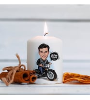 Kişiye Özel Motor Sever Erkek Karikatürlü Mum