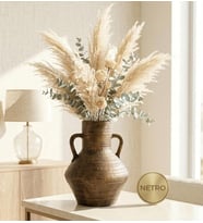 Kulplu Testi model büyük Dekoratif Vazo Seramik Şık Vazo El yapımı özel seri 30 cm (Kahverengi)