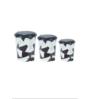 Desenli Pedallı Karışık Desen 3'lü Çöp Kovası Takımı Royaleks-M10144