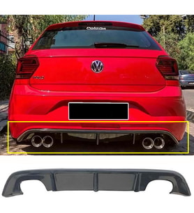 Vw Polo Mk6 R Line Difüzör Parlak Siyah Plastik 2018 2019 2020 Arka-difizör-bodykit-ek-karlık