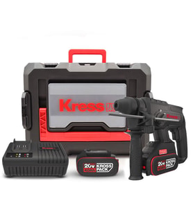Kress KU390.4 20Volt 4.0Ah. 2.0J Li-ion Çift Akülü Şarjlı Kömürsüz Profesyonel SDS-Plus Pnömatik Kırıcı/Delici