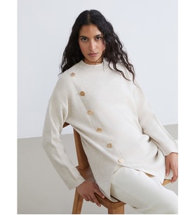 LCW Modest Ekru Bisiklet Yaka Kadın Triko Tunik