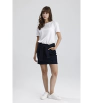 #KadınEtek Koyu Indigo Denim Diz Üstü Boyu April45 Rahat Kadın Jean Etek