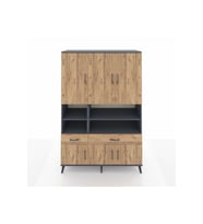 Hyperion Gardrop 8 Raflı 2 Çekmeceli 6 Kapaklı 132x44x195 Antrasit-Çam