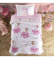 Clasy Ranforce Tek Kişilik Nevresim Takımı Ballerina V1 Pembe (Çok Renkli)