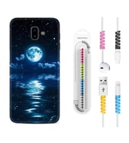 Samsung J6 Plus J7 Prime J7 Pro M20 Kılıf Kablo Koruma Spiral Silikon Night Moon 1133