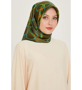 Armine Sura İpek Eşarp 9203 - 04 Yeşil Karışık Desen