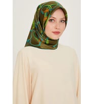 Armine Sura İpek Eşarp 9203 - 04 Yeşil Karışık Desen