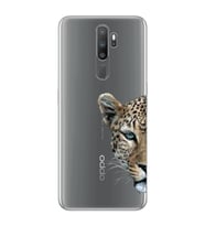 Oppo A5 2020 / A9 2020 Uyumlu Kaplan Desenli Şeffaf Telefon Kılıfı