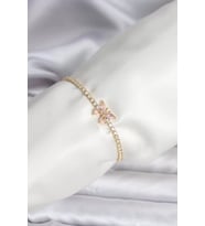 Kelebek Model Zirkon Taşlı Gold Renk Pirinç Su Yolu Kadın Bileklik - TJ-BB8102