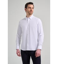 Uzun Kol Düz Oxford Düğmeli Yaka Cepsiz Pamuklu Classic Slim Fit Gömlek 1004250168 (Beyaz)