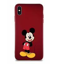 Apple iPhone XS Max Soft Premier Kapak Mickey Mouse-B Tasarımlı Silikon Kılıf - Mürdüm (Şeffaf)