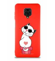 Xiaomi Redmi Note 9 Pro Soft Premier Kapak Coolcat Tasarımlı Silikon Kılıf - Kırmızı (Şeffaf)