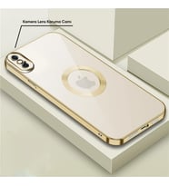 Apple iPhone X Kılıf Zebana Glint Silikon Kılıf Rose Gold (Gold)