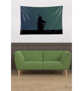 Gemi Rota Yol Desen Leke Tutmaz Kadife Dokulu Kumaş Duvar Örtüsü Duvar Halısı Tapestry (Mavi)