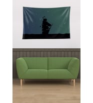 Gemi Rota Yol Desen Leke Tutmaz Kadife Dokulu Kumaş Duvar Örtüsü Duvar Halısı Tapestry (Mavi)