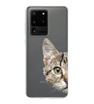Samsung Galaxy S20 Ultra Kapak Catface Tasarımlı Şeffaf Silikon Kılıf