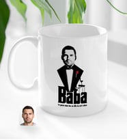 BK Gift Kişiye Özel Babalar Günü Hediyesi Godfather Baba Tasarımlı Kupa Bardak-3 (Beyaz)