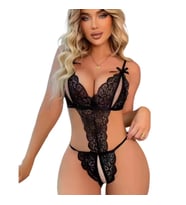 Fantezi Büyük Beden Siyah Dantelli Babydoll