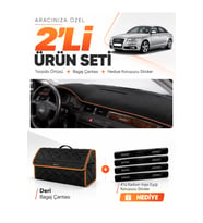 e-biz AUDI A6 (1997-2004) Uyumlu Torpido Örtüsü + Deri Bagaj Çantası Seti - Siyah-Kahverengi - AU003