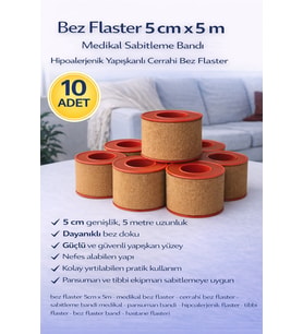 Northcity Bez Flaster 5 cm x 5 m Sabitleyici Tıbbi Bant Güçlü Yapışkanlı 10 Adet